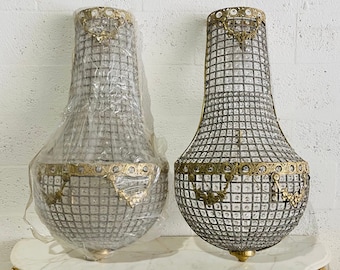 French Sconces French Basket Sconces x-LARGE 36"H Bowl Basket Garland Sconces Interior Design Large Sconces French Empire Wall Sconces