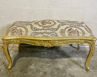 French Bench Vintage Coffee Table Interior Design Gold Leaf Hand Carved Wood Frame Vintage Furniture Vintage