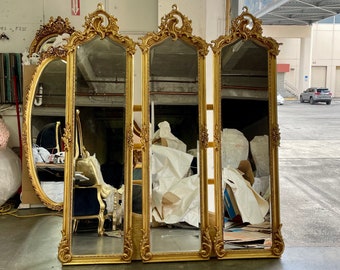 A Pair* Vintage Mirror Refinished in Gold Leaf 70"H Vintage Furniture Antique Baroque Mirror Rococo Interior Designer