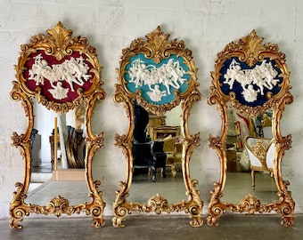 Baroque Mirror *3 Piece Set* Antique Mirror Rococo Gold Leaf Vintage Mirror French Mirror Floor Mirror Interior Design