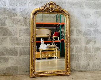 French Mirror French Baroque Mirror Rococo Mirror Antique Mirror 5 Feet Tall Gold Leaf Antique Furniture