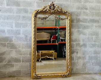 French Mirror *1 in Stock 7 Feet Tall Baroque Mirror Rococo Mirror Antique Mirror Vintage Mirror Gold Leaf Antique Furniture Interior Design