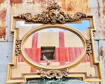 Baroque Style Mirror French Baroque Mirror Rococo Mirror Antique Mirror 38” Tall Tall Gold Leaf Antique Furniture French Interior Design