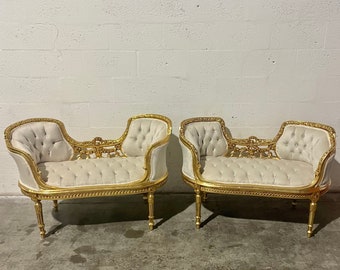 French Tufted Settee French Tufted Sofa Vintage Furniture Antique Baroque  Furniture Rococo Interior Design Vintage