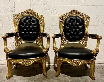 French Chair Vintage Tufted Chair 3 Piece Set Available Sofa Tufted Chair Black Leather Vintage Furniture Chair Frame Rococo Interior Design