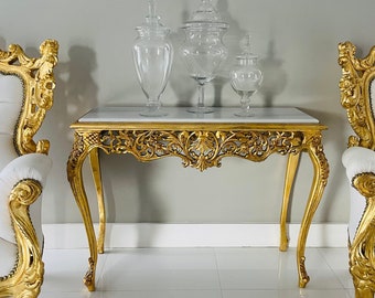 French Table French Console Table White Marble Baroque Furniture Rococo Table French Furniture Baroque Console Marble Table