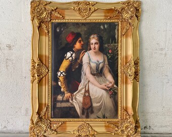 French Painting Print 37"H (Print on Velvet Fabric) French Art Baroque Rococo Frame Interior Design French Decor *In Stock*