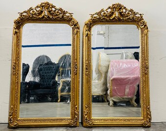 French Mirror *a Pair* French Baroque Mirror Rococo Mirror Antique Mirror 5 Feet Tall Gold Leaf Antique Furniture French Interior Design