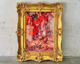 French Painting Print 38"H (Print on Velvet Fabric) French Art Baroque Rococo Frame Interior Design French Decor *In Stock*