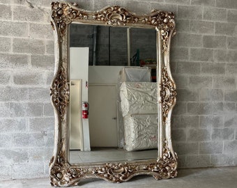 French Mirror Silver Antique Leaf *Only 1 Left* Interior Design Baroque Mirror French Furniture 7.5"H x 5.5"W x 5.5"D Rococo Silver Mirror