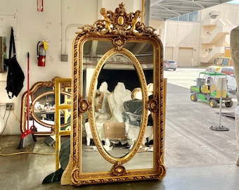 French Mirror French Baroque Mirror Rococo Mirror Antique Mirror 6 Feet Tall Gold Leaf Antique Furniture French Interior Design
