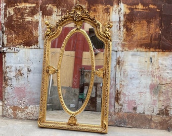 French Mirror *In Stock* 6.6" Feet Tall Baroque Mirror Rococo Mirror Antique Mirror Vintage Mirror Gold Antique Furniture Interior Design