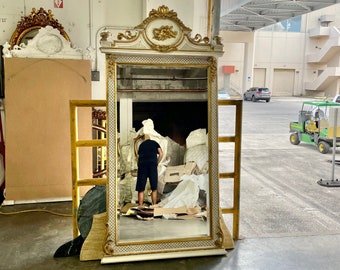 French Mirror Gold Antique Mirror French Furniture 88"H x 47"W Floor Mirror Rococo Baroque Furniture Gold Vintage Mirror