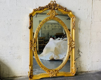 French Mirror French Baroque Mirror Rococo Mirror Antique Mirror 52" Tall Gold Leaf Antique Furniture French Interior Design