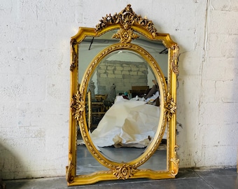French Mirror French Baroque Mirror Rococo Mirror Antique Mirror 54" Tall Gold Leaf Antique Furniture French Interior Design