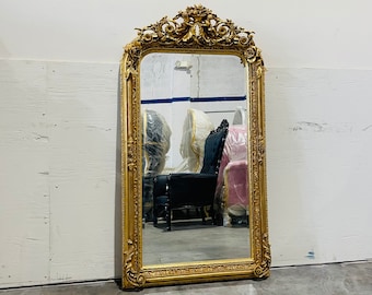 French Mirror French Baroque Mirror Rococo Mirror Antique Mirror 5 Feet Tall Gold Leaf Antique Furniture French Interior Design