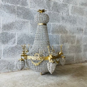 Deer Stag Chandelier X large French Stag Deer Head Large Basket
