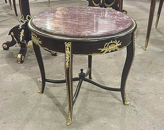 Side Table French Style Marble Topped Copper With Gold Details Table Furniture