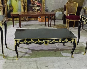 French Black Table Set *3 tables* French Victorian Antique table Gothic furniture Antique furniture French antiques Gold 24k furniture