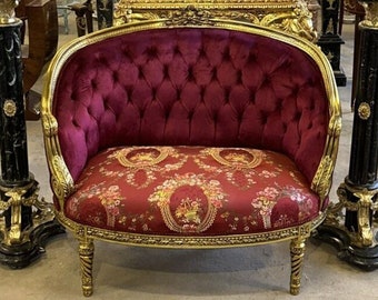 French Red Settee French Sofa Vintage Furniture Vintage Settee Antique Baroque Furniture Rococo Interior Design 24k Gold