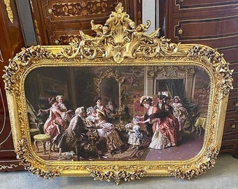 French Painting Print (Print on Cotton Fabric) *Only one available* French Art Baroque Rococo Frame Interior Design French Decor