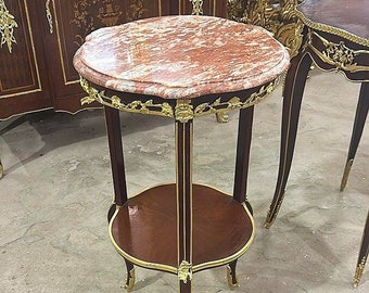 Side Table Baroque Style Marble Topped With Gold Details Table Furniture Tables Side Tables