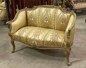 French Baroque Style Gold Sofa with Gold Leaf details Furniture Vintage Big Sofa Interior Design