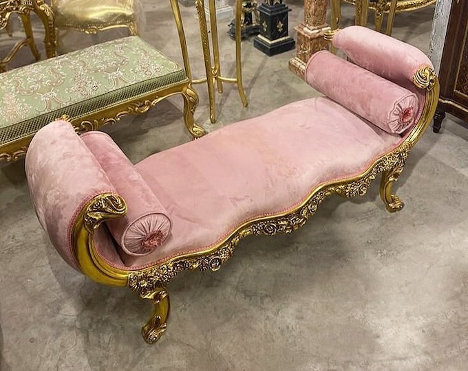 Featured listing image: Baroque Style Light Pink Velvet Tufted Bench *Only one available* Furniture