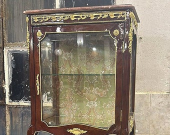 Copper Vitrine French Antique Vitrine Gold Gabinet French Louis XVI Style  French Cabinet