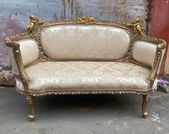 French Settee French Sofa Bench Vintage Furniture Antique Baroque Furniture Rococo Interior Design Vintage