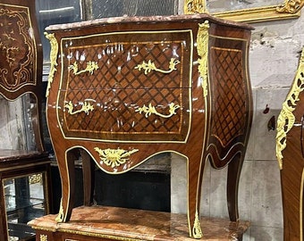 French Commode Louis XV Style Furniture Vintage Small Commode Antique Marquetry