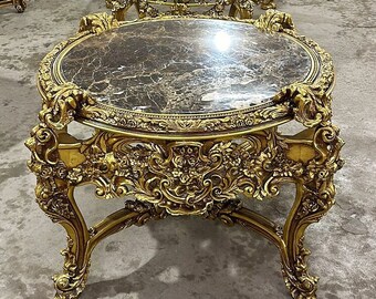 Gold Table Marble Victorian Antique Black table Gothic furniture Antique furniture French antiques Gold 24k furniture