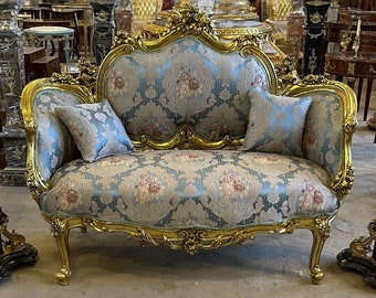 French Furniture Tufted Settee Sofa Vintage Furniture Antique Baroque Furniture Rococo Interior Design Vintage