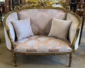 French Furniture Settee French Sofa Vintage Furniture Vintage Pink Settee Antique Baroque Furniture Rococo Interior Design 24k Gold