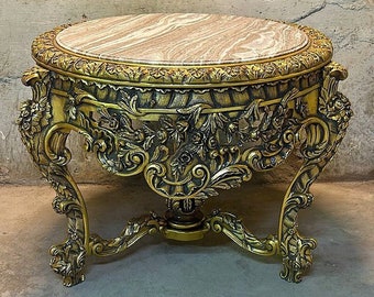 Gold Table Marble Victorian Antique Black table Gothic furniture Antique furniture French antiques Gold 24k furniture