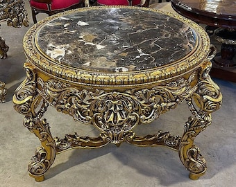 Gold Table Marble Victorian Antique Black table Gothic furniture Antique furniture French antiques Gold 24k furniture