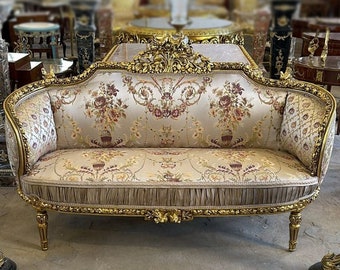 French Tufted Furniture Sofa Vintage 24k Gold Vintage Furniture Vintage Sofa Antique Baroque Furniture Rococo Interior Design