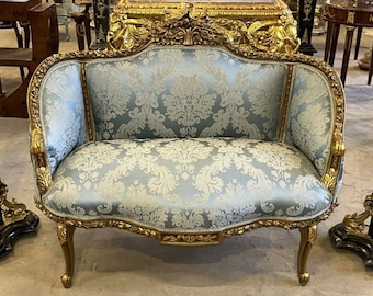 French Vintage Sofa French Settee  Baroque Furniture Rococo 24k gold New padding Interior Design Vintage