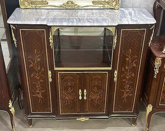 French Style Commode Large Marble French Antique Refinished Brass King Queen French Louis XVI