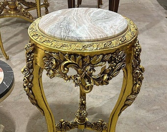 French Small Side Table Marble *Only one available* Antique table Gothic furniture Antique furniture French antiques Gold 24k furniture