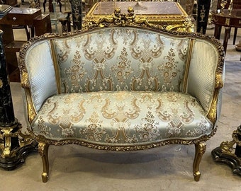 French Vintage Sofa French Settee  Baroque Furniture Rococo 24k gold New padding Interior Design Vintage