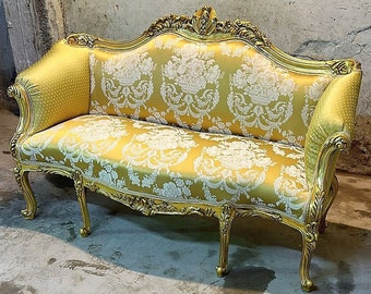 Big Yellow Golden Sofa Vintage 24k Gold Vintage Furniture Vintage Sofa Antique Baroque Furniture Rococo Interior Design