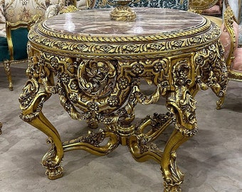 Gold Table Marble Victorian Antique Black table Gothic furniture Antique furniture French antiques Gold 24k furniture