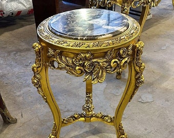 French Small Table Marble *Only one available* Antique table Gothic furniture Antique furniture French antiques Gold 24k furniture