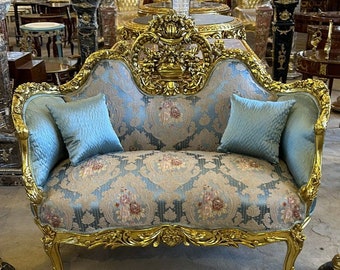 French Vintage Furniture Sofa French Settee  Baroque Furniture Rococo 24k gold New padding Interior Design Vintage