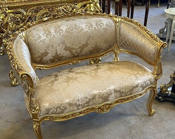 French Antique Furniture Settee Bench Vintage 24k Gold Vintage Furniture Vintage  Settee Vintage Sofa Rococo Style Settee