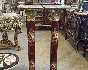 Italian Rococo Style White Marble Stand