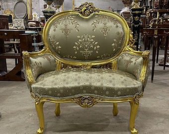 Vintage 24k Gold Chair Bench Gold Chair Vintage Big Chair Vintage Furniture Antique Baroque Furniture Rococo Interior Design