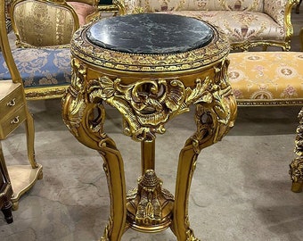 French Small Gold Table Marble *Only one available* Antique table Gothic furniture Antique furniture French antiques Gold 24k furniture