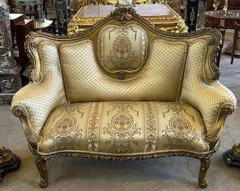 French Tufted Gold Sofa Vintage 24k Gold Vintage Furniture Vintage Sofa Antique Baroque Furniture Rococo Interior Design